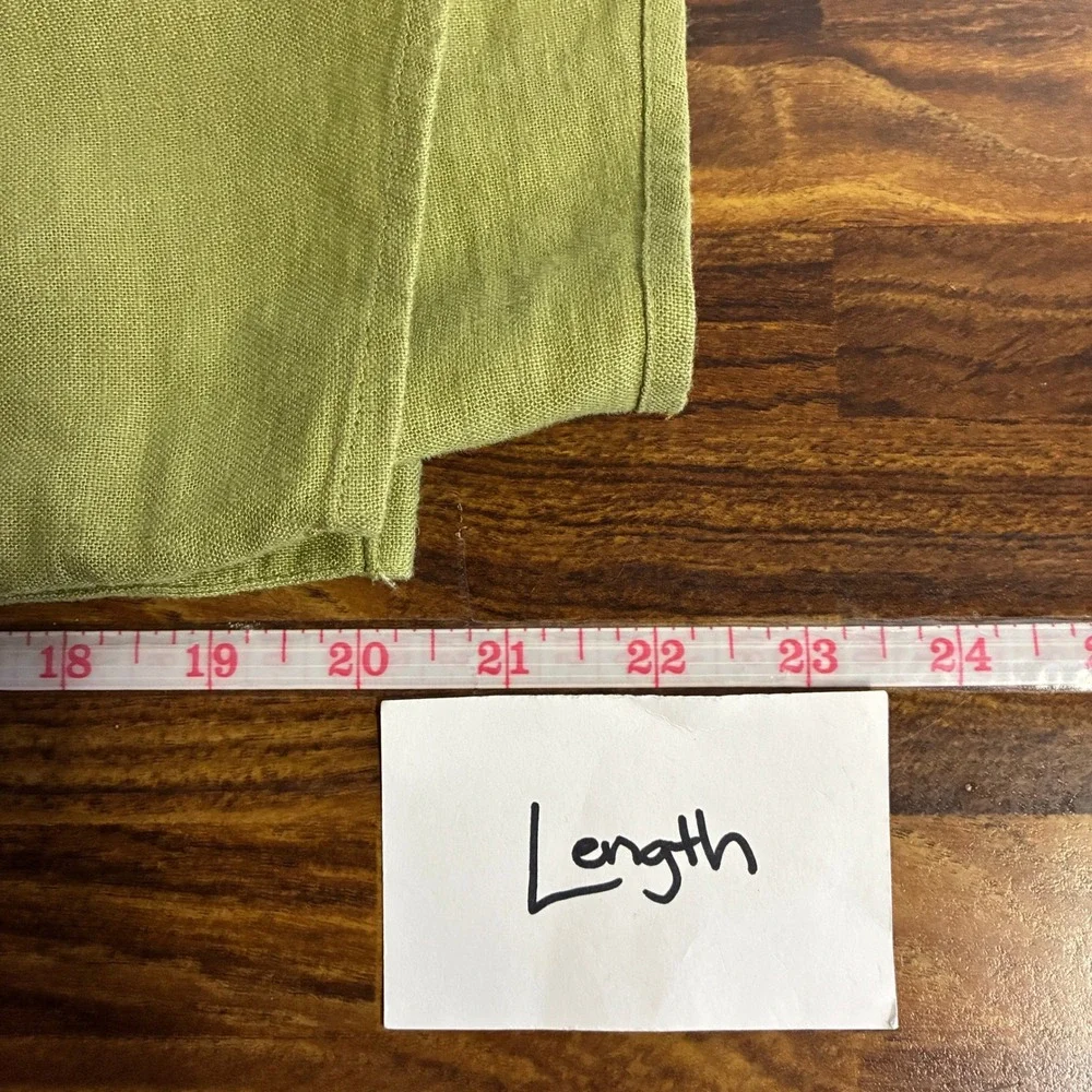 2025 Michael Michael Kors Womens Boxy Linen Blend Button Down Shirt Size L Green